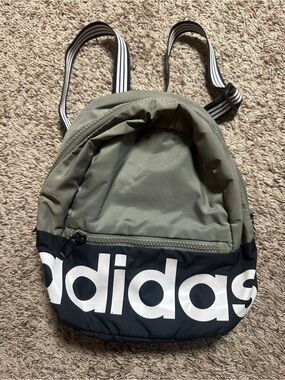 ADIDAS Mini Backpack | Olive Green & Black Logo | Lightweight Everyday Bag